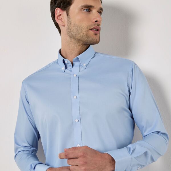 Slim Fit Long Sleeve Stretch Oxford Shirt Thumbnail
